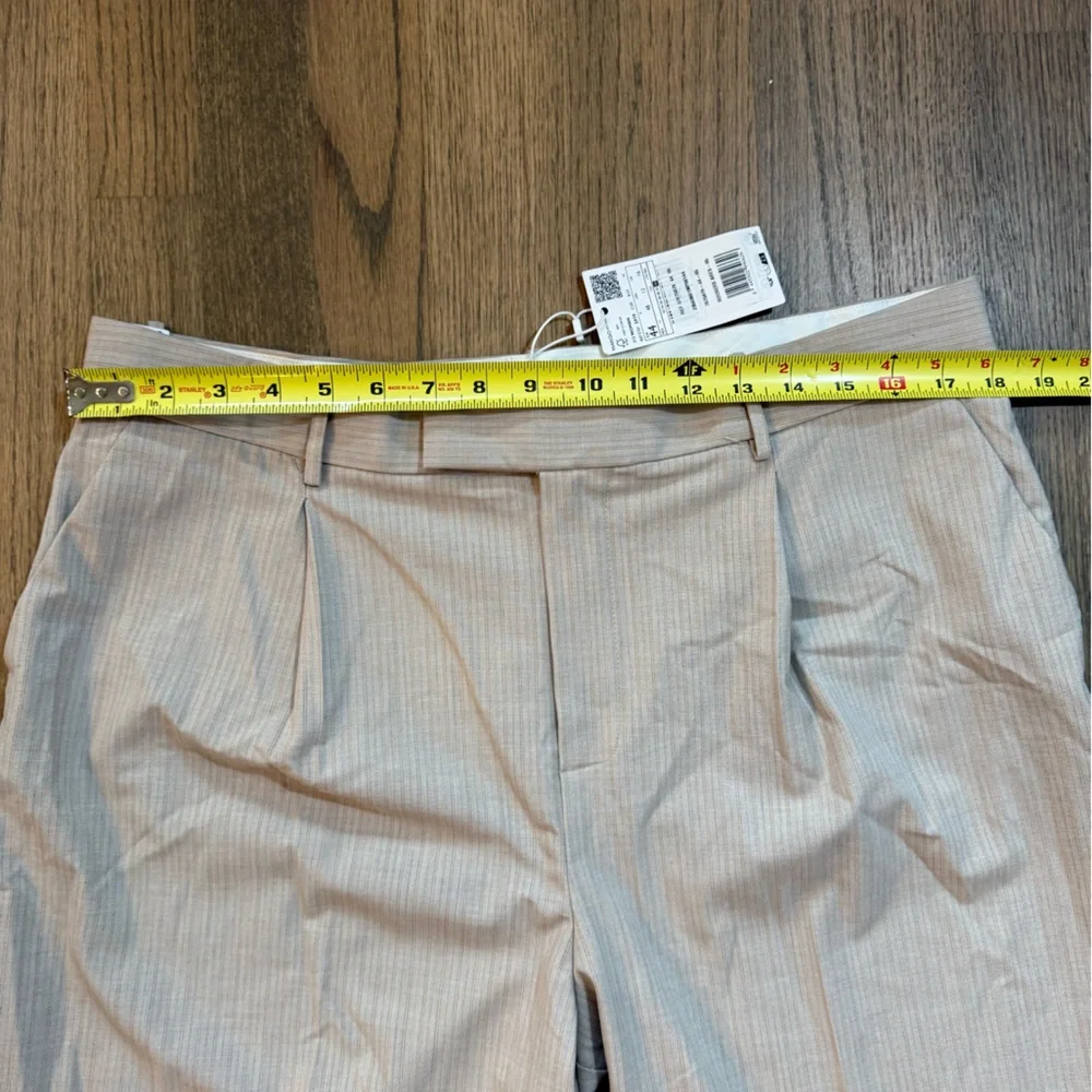 NEW Mango Striped Trousers-Size 12-Beige with Light Blue Stripe - Picture 13 of 15